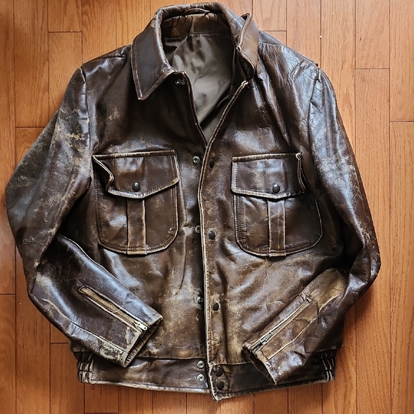 Men's Brown Leather Jacket - Picture 1 of 4